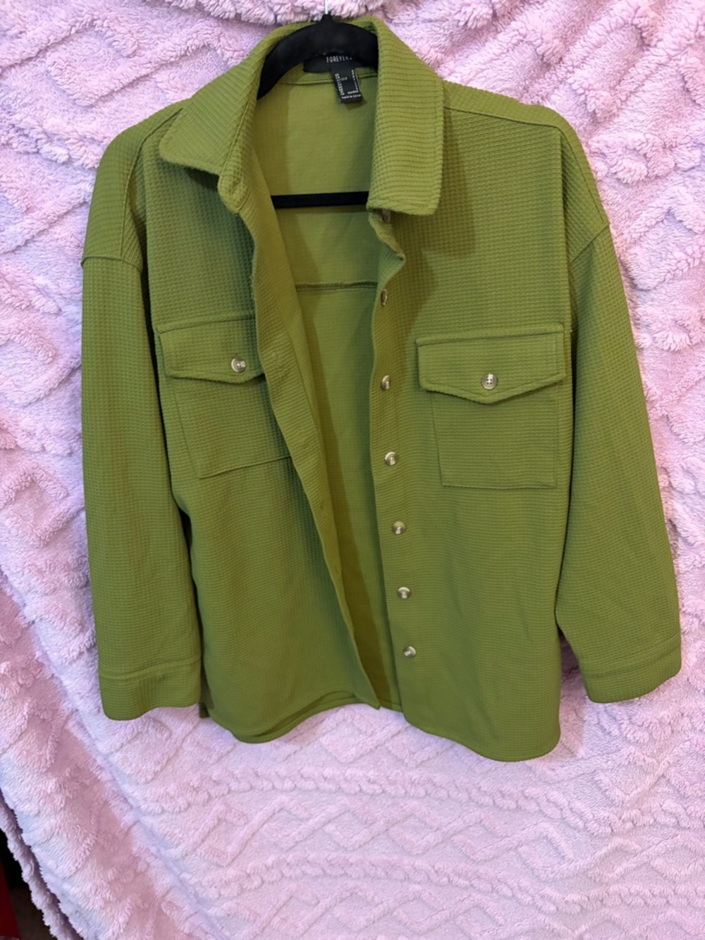 Forever 21 Olive Green Button-Down Shirt Jacket